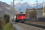 Ge6/6 II Nr.703 mit einem Kurzgüterzug bei Chur-Wiesental.15.12.15