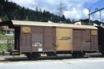 RhB - Gb 5058 am 01.09.1993 in Surava - Gedeckter Gterwagen 2-achsig mit 1 offenen Plattform - Baujahr 1963 - JMR - Gewicht 7,74t - Ladegewicht 15,00t - LP 9,14m - zulssige Geschwindigkeit