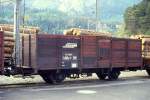 RhB - Ek 6222 am 09.05.1991 in Reichenau - Hochbordwagen 2-achsig mit 1 offenen Plattform - Baujahr 1906 - Staud - Gewicht 5,93t - Zuladung 12,50t - LP 7,84m - zulssige Geschwindigkeit Aufkleber 60