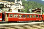 RhB - B 2113 am 02.09.1995 in Disentis - 2.Klasse Leichtstahlwagen, geeignet fr Krankentransporte der Armee - Baujahr 1913 - SIG - Fahrzeuggewicht 18,50t - Sitzpltze 64, Stehpltze 20 - LP 15,77m -