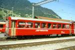 RhB - B 2114 am 24.08.1997 in Disentis - 2.Klasse Leichtstahlwagen, geeignet fr Krankentransporte der Armee - bernahme 17.03.1913 - SIG - Fahrzeuggewicht 19,10t - Sitzpltze 64, Stehpltze 20 - LP