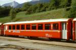 RhB - B 2354 am 03.09.1996 in Filisur - 2.Klasse Einheitspersonenwagen (Typ 1) - bernahme 20.07.1964 - FFA/SIG/RhB - Fahrzeuggewicht 21,00t - Sitzpltze 60 - LP 18,42m - zulssige Geschwindigkeit 90