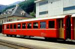 RhB - B 2355 am 25.06.1994 in Disentis - 2.Klasse Einheitspersonenwagen (Typ 1) - bernahme 30.07.1964 - FFA/SIG/RhB - Fahrzeuggewicht 18,00t - Sitzpltze 64 - LP 18,42m - zulssige Geschwindigkeit