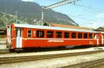 RhB - B 2361 am 09.06.1996 in Landquart - 2.Klasse Einheitspersonenwagen (Typ 1) - bernahme 23.06.1966 - FFA/SIG/RhB - Fahrzeuggewicht 18,00t - Sitzpltze 64 - LP 18,42m - zulssige Geschwindigkeit