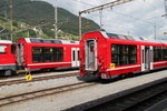 Neue Anlieferung von Wagen für die ALVRA Gliederzüge der Fa.Stadler,hier in Landquart.Im Bild die Wagen mit dem Fotoabteil.06.07.16