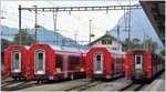 Neues Wagenmaterial, wie für die Albula Gliederzüge, trifft laufend in Landquart ein und wird auf den verlängerten Geleisen auf der Nordseite abgestellt.