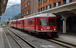 Steuerwagen ABt 1713 wartet zusammen mit einem weiteren Steuerwagen, einem Mittelwagen und Be 4/4 511 auf die Bereitstellung für die Fahrt als Regio Express nach Klosters Platz in Davos Platz.

Davos Platz, 14. Juni 2017