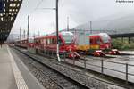 Ait 57803 (links hinten), 57802 und 57801 (rechts, halb verdeckt) am 12.9.2017 in Landquart während Test- und Inbetriebssetzungsfahrten.