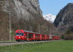 RE 1052 (Davos Platz-Landquart) mit Schublok 624 bei Malans 31.3.19