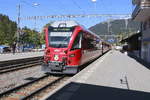 Klosters, 52807 der Rhätischen Bahn mit einem Regionalzug nach St.