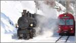 Jetzt steht sie richtig die G 4/5 107  Albula  neben Steuerwagen 1754 des Regio nach Davos Platz.