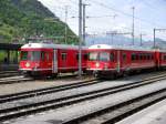 RhB - Steuerwagen ABDt 1713 und ABDt 1712 im Bahnhofsareal von Landquart am 10.05.2014