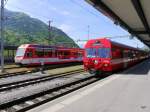 MGB / RhB - Triebzug ABDeh 4/10 2211 und Steuerwagen BDt 1756 in Landquart am 07.05.2015