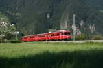 S1 1506 unterwegs am 14.8.2010 zwischen Landquart und Malans, an der Spitze Be 4/4 512.