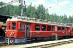 RhB - ABe 4/4 503 am 25.05.1992 in Samedan - Stammnetztriebwagen - bernahme 06.02.1940 - SWS/MFO/BBC/RhB - 440 KW - Fahrzeugewicht 40,00t - 1./2.Klasse Sitzpltze 12/28 - LP 18,00m - zulssige