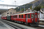 RhB: JUBILÄUM       20 JAHRE CLUB 1889  Fliegender Rhätier mit ABe 4/4 501 (in früheren Zeiten als Pendelzug im Einsatz) mit Kirche Samedan am 15.