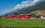 MGB Be 4/4 514 & 515 / Obergesteln, 24. Juli 2022<br>
Leermaterialzug Ulrichen - Andermatt