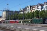 SBB HISTORIC: Sonderzug mit Ae 3/5 10217 (1924) und Be 4/7 12504 (1922) bei der Einfahrt in den Bahnhof Luzern am 7.