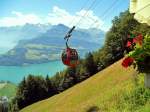 Seilbahn Brunnen-Urmiberg. Das Kleinod hoch über dem Vierwaldstättersee! Mit einer Höhendifferenz von 702 Metern bringt Sie die Urmiberg-Bahn schnell und sicher über die Nebelgrenze auf 1140 m.ü.M. Hier oben haben Sie eine unvergessliche Panoramasicht auf den Urnersee, das Rütli, den  Weg der Schweiz , den Talkessel Schwyz, die Mythen, die Urner, Nidwaldner und Glarner Alpen - 17.07.2014