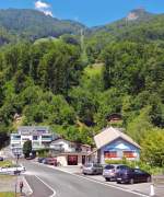 Seilbahn Brunnen-Urmiberg, Kanton Schwyz. Talstation mit Sicht auf die Bergstation - 17.07.2014