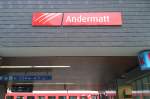 Bahnhofsschild von Andermatt am 23.7.2015