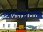 Bahnhofsschild von St. Margrethen am 25.7.2015.