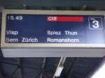 Neu fahren die CISALPINOS nach Romanshorn und nicht mehr nach Basel SBB ;-). Gesehen in Brig am 20.01.2008