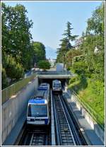 - Fhrerlos - In Lausanne schnurren die Zge der Metrolinie m2, der steilsten Adhsions-U-Bahn, vollautomatisch zwischen Ouchy und Lausanne-Flon hin und her.