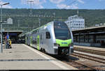 RABe 515 019-8 (MUTZ 019 | Stadler KISS) der S-Bahn Bern (BLS AG) als S3 nach Belp (CH) steht im Startbahnhof Biel/Bienne (CH) auf Gleis 9.
[24.7.2019 | 13:16 Uhr]