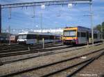 RABe 526 686-1 (new Look) und 526 684-6 (old Look) am 1.8.07 in der UA Oberwinterthur.