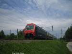 Re 450 038-5 ''Wollishofen'' verlsst am 24.5.08 Winterthur als S8 nach Pfffikon SZ bei der Tssmhle