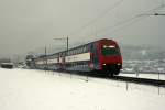 Im Dezember 2008 war auf der S16 ein Mischbetrieb von Mirage und DPZ zu beobachten. Zug 19656 wurde am 12.12.2008 bereits mit einer DPZ-Garnitur gefhrt. Aufnahme zwischen Winterthur und Hettlingen. 