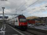 RABe 514 027-2 ''Lufingen'' am 11.12.10 in Bonstetten-Wettswil vor dem Zrcher Hausberg, dem etliberg.