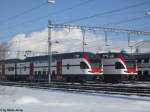 RABe 511 002 ''Stadt Zrich'' und 511 018 am 9.2.2013 in der UA Oberwinterthur, wo an diesen beiden Zgen die unterschiedlichen Anstriche der RV-Dostos der SBB zu sehen sind. 