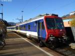 RBDe 560 123-2 ''Braunwald'' am 6.10.2010 in Bellinzona. Im Gegensatz zu vielen anderen NPZ mach dieser einen gepflegten Eindruck. Dies ist einfach zu erklren, denn dieser Triebwagen war von 2004-2009 als GlarnerSprinter lackiert. Seit Juni 2009 fahren dort Dominos, und die brig gewordenen NPZ wurden wieder normalisiert.