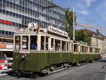 Ein historischer Tramzug mit den SVB-Ce 2/2 37, C 204 und 239 am 22. September 2007 anlässlich einer öffentlichen Extrafahrt zum Trammuseum im Weissenbühl auf dem Bubenbergplatz.