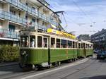 Ein historischer Tramzug mit den SVB-Ce 4/4 145 und C4 311 am 22. September 2007 anlässlich einer öffentlichen Extrafahrt bei der Ausfahrt aus der Tramwendeschleife Weissenbühl.