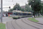 Bern SVB Tramlinie 3 (ACMV/DUEWAG/ABB-Be 4/8 731, Bj. 1989) Muristrasse / Worbstrasse am 7. Juli 1990. - Scan eines Farbnegativs. Film: Kodak Gold 200 5096. Kamera: Minolta XG-1.