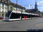 Bern Mobil - Be 6/8  670 mit Werbung unterwegs in der Stadt Bern am 17.06.2023