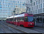 Bern Mobil - Tram Be 4/8 740 unterwegs auf Fahrschule bei der Endhaltestelle Bern Wankdorf am 28.10.2023