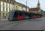 Bern Mobil - Tram Be 6/8 670 mit Werbung unterwegs auf der Linie 8 in der Stadt Bern am 14.11.2025