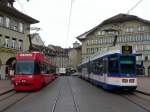 Bern mobil + RBS -  Triebwagen Be 4/8 736 zusammen mit dem Triebwagen Be 4/8 86 in Bern am 03.01.2008