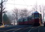 Erinnerung an die Berner Anhngewagen 321-330 (1951/2): Winterstimmung beim Friedheim - Be8/8 mit Wagen 323. 30.Dezember 2008. 
