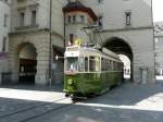 Bern - Tram Be 4/4 621 mit Beiwagen B 337 in Zentum von Bern im Pendledienst zischen der City Bern und dem neuen Tram Depot an der Bolligenstrasse aunlsslich eines Tages der ffen Tr am Sonntag