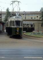 Bern SVB Tram 3 (Be 4/4 127) Weissenbhl (Endstation) im Juli 1983.