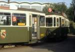 Bern SVB Tram 5 (B 340 + Be 4/4 130) Fischermtteli im Juli 1983. 