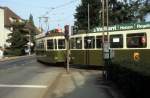 Bern SVB Tram 5 (Be 4/4 130 + B 340) Fischermtteli / Weissensteinstrasse im Juli 1983.  