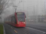 Bern Mobil - Bern im Nebel mit dem Tram Be 6/8 668 unterwegs auf der Linie 9 am 22.11.2014