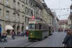 Am 11. Oktober 2015 feierte man mit einer Tramparade 125 Jahre Tram in Bern. Standardzug mit Be 4/4 621 und Anhänger 337 kurz vor dem Bahnhof Bern. Einige solche Züge sind seit 2003 in der rumänischen Stadt Iasi im Einsatz.