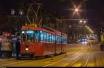 Museumsnacht Bern, 18. März 2016. Auf der Oldtimer-Tramlinie zwischen Bern Bahnhof und Burgernziel verkehrten 4 verschiedene Tramtypen des Tramvereins Bern. Der Be 8/8 719 steht am Helvetiaplatz bereit zur Abfahrt in Richtung Bahnhof.